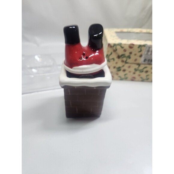 Santa Salt and Pepper  Tinsel Town Santa In Chimney Ceramic Set 180 Degrees - Picture 7 of 13